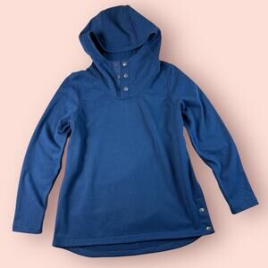 The North Face Women Fleece Pullover Hoodie Jacket Large Blue Snaps Knit Stitch